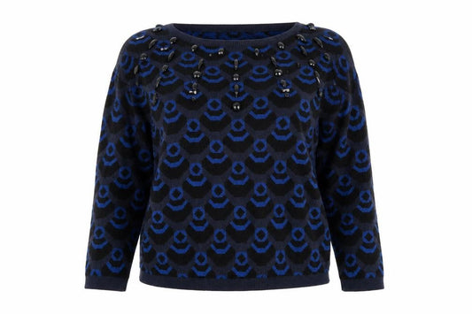 Next Womens Blue Geometric  Pullover Jumper Size 12  - gems