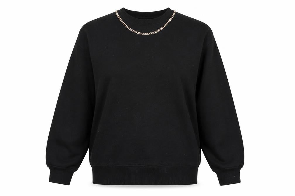 Primark Womens Black   Pullover Jumper Size XS  - with chain