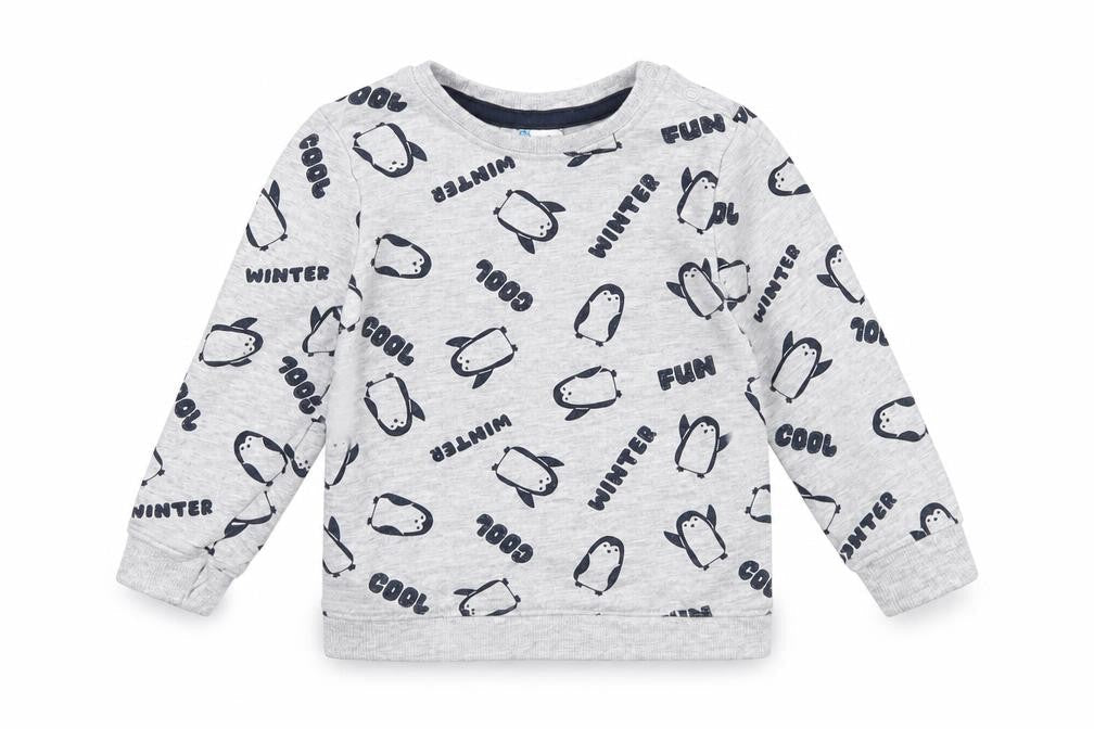 so cute Baby Grey   Pullover Jumper Size 12-18 Months  - penguins