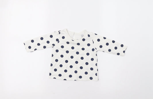 Matalan Baby White Polka Dot  Basic T-Shirt Size 6-9 Months