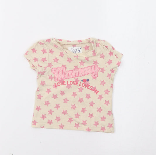 Mothercare Baby Beige   Basic T-Shirt Size 3-6 Months  - Star Print