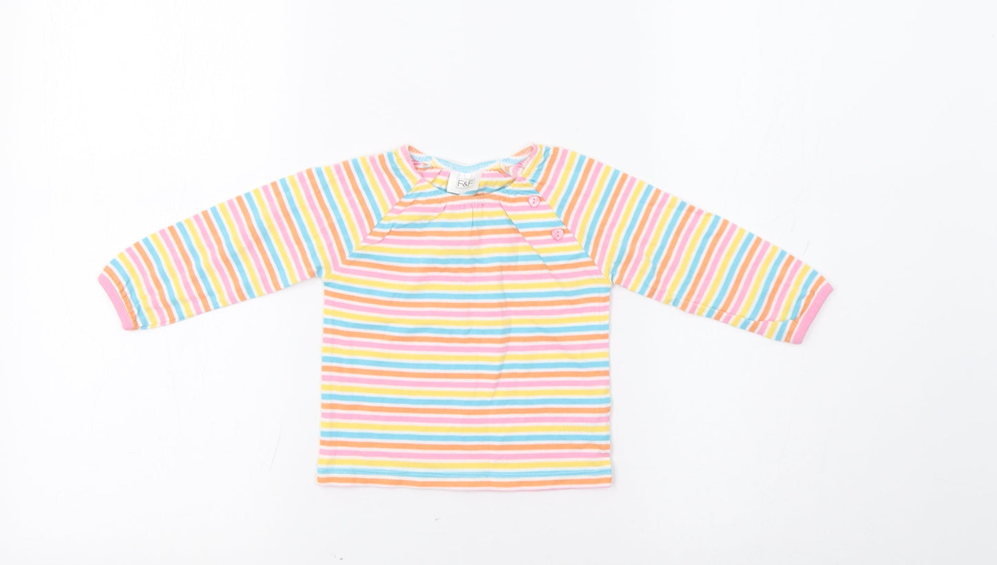 F&F Baby Multicoloured Striped  Basic T-Shirt Size 3-6 Months