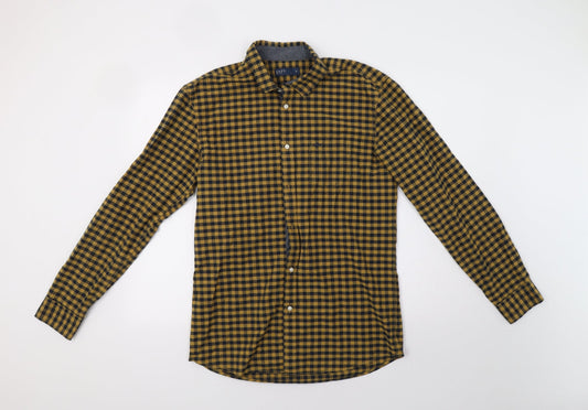 Matalan Mens Yellow Check   Button-Up Size M