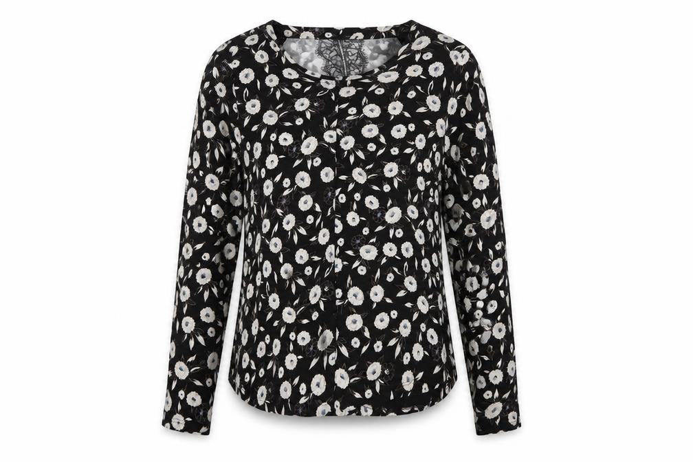NEXT Womens Black Floral  Basic Blouse Size 16