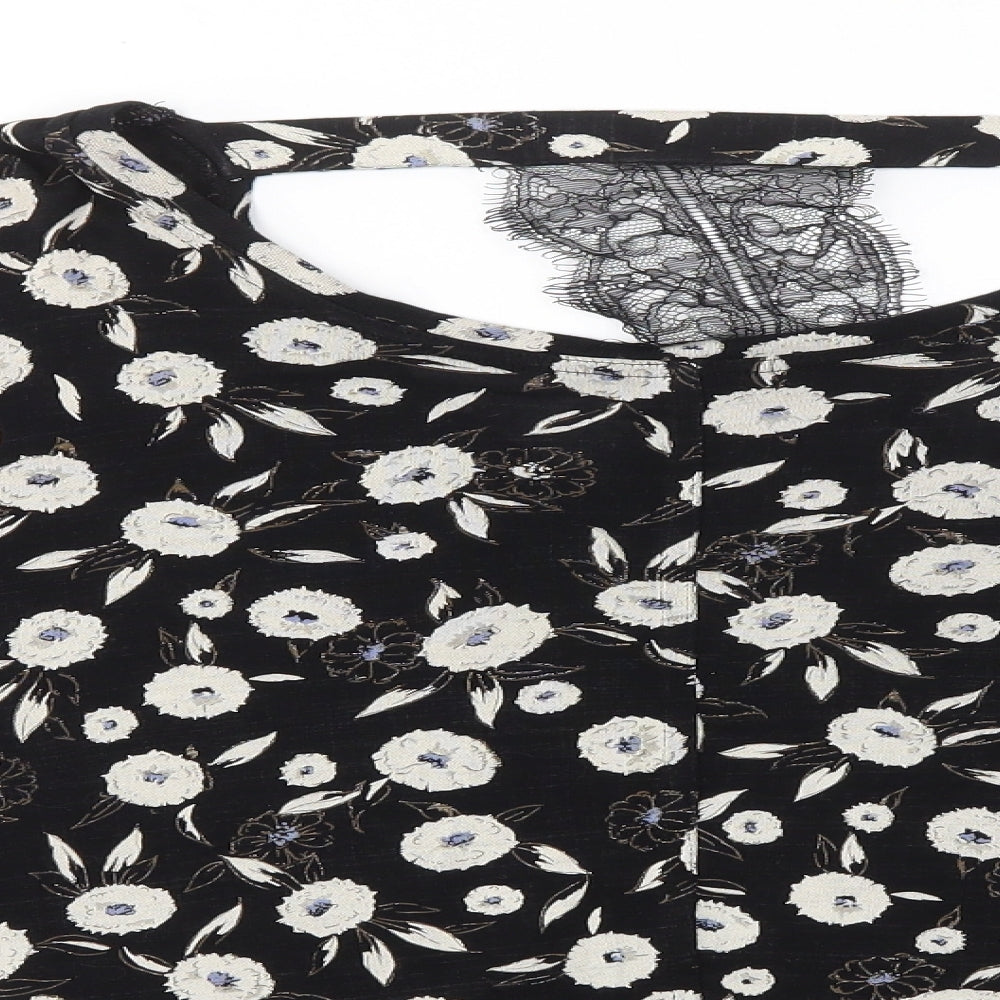 NEXT Womens Black Floral  Basic Blouse Size 16