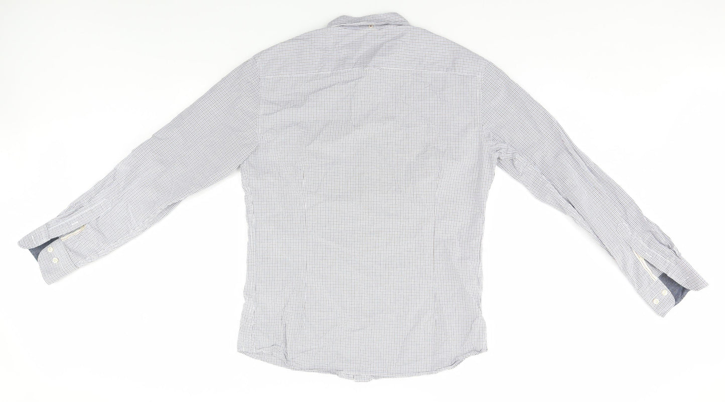Jonles Mens White Plaid   Button-Up Size M