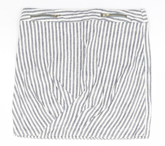 Topshop Womens White Striped  Straight & Pencil Skirt Size 12