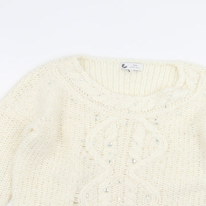 Next Womens White   Pullover Jumper Size M