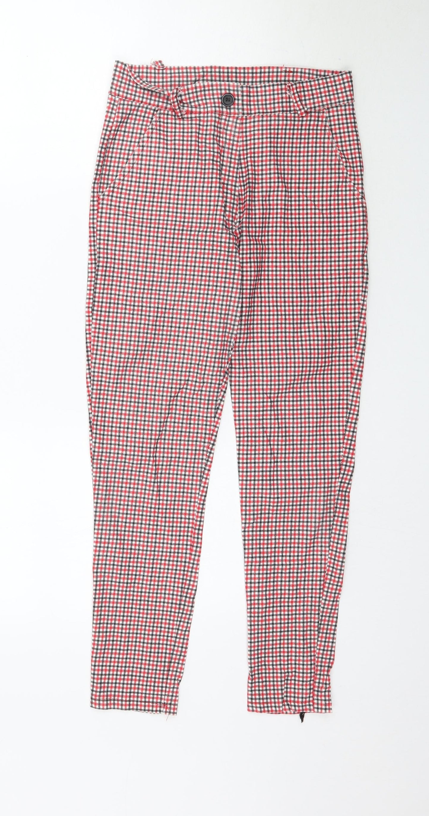 Preworn Womens Red Plaid  Trousers  Size S L24 in