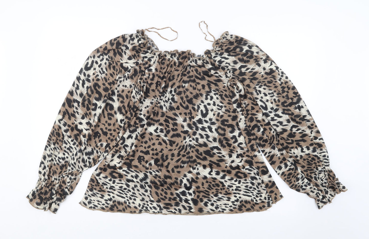 Pep&Co Womens Brown Animal Print  Basic Blouse Size 8