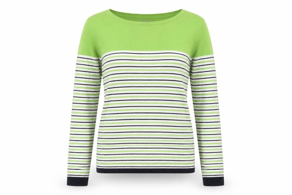Kem Womens Green Striped Knit Pullover Jumper Size 10