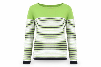 Kem Womens Green Striped Knit Pullover Jumper Size 10
