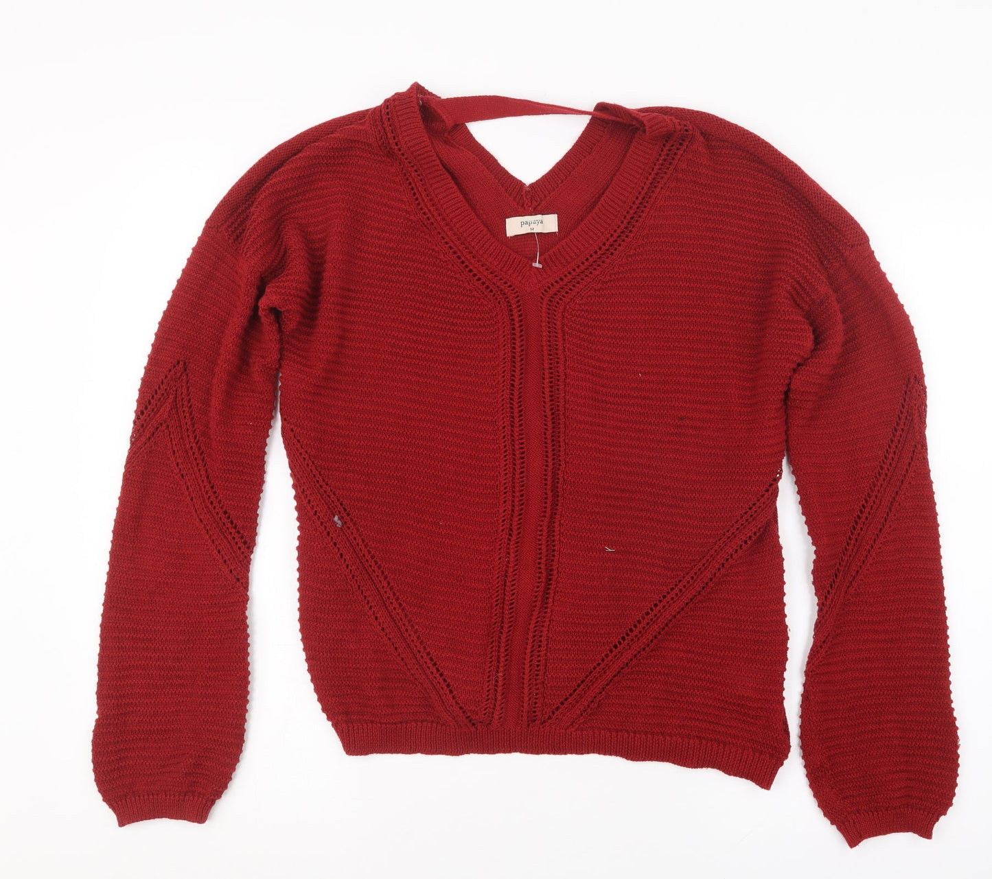 Papaya Womens Red  Knit Pullover Jumper Size M