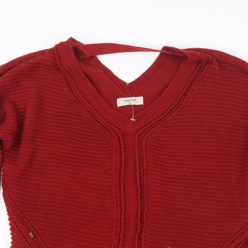 Papaya Womens Red  Knit Pullover Jumper Size M