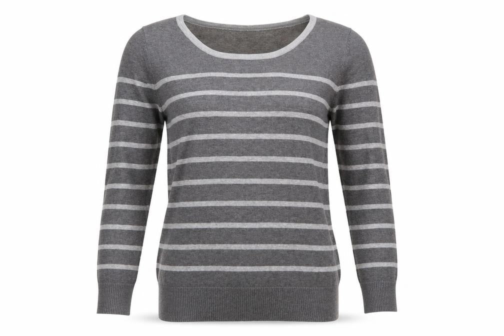 Preworn Womens Grey Striped Knit Pullover Jumper Size 14