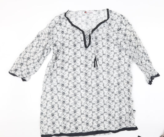 Karisma Womens Black Geometric  Basic Blouse Size XL