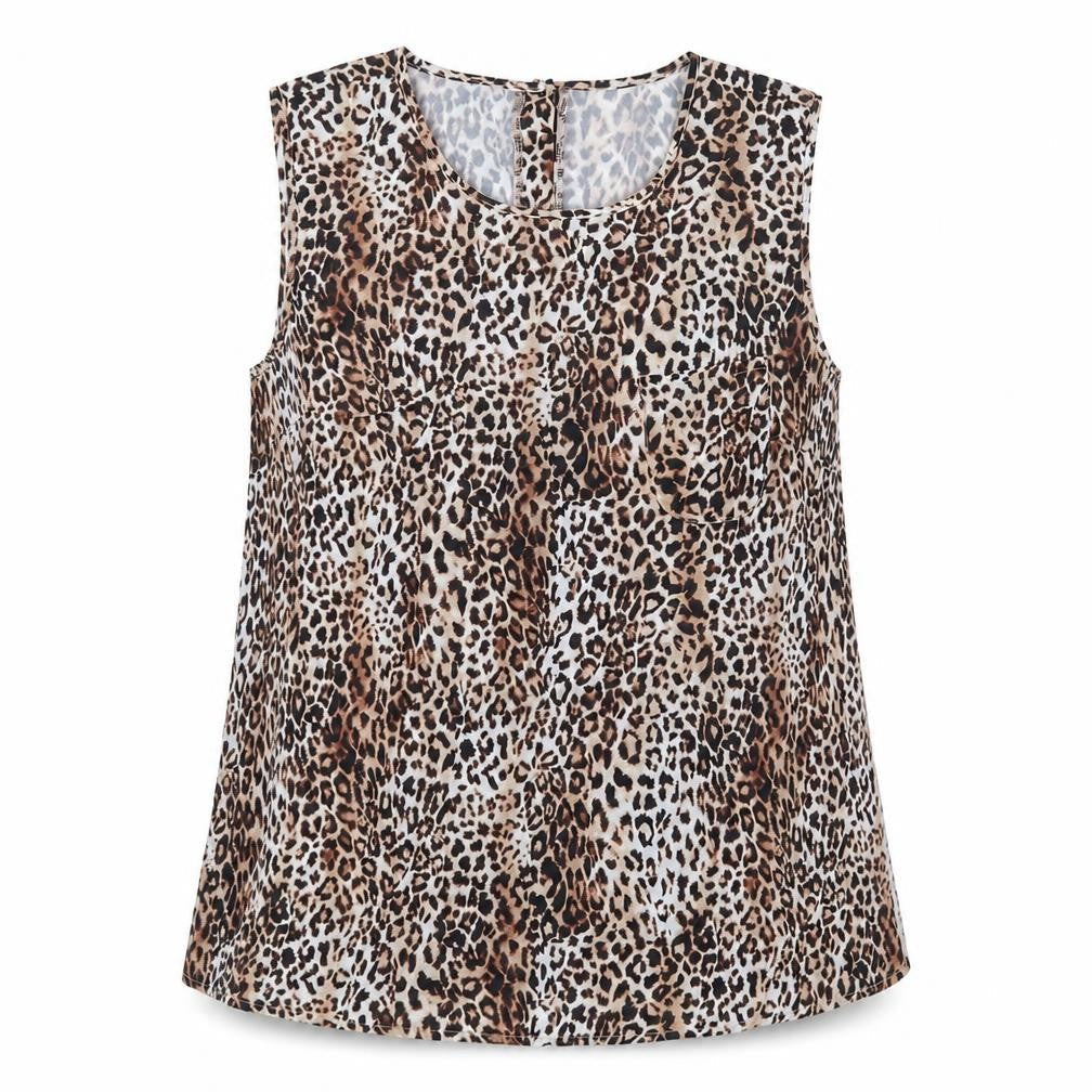 Avon Womens Brown Animal Print  Basic Blouse Size 18