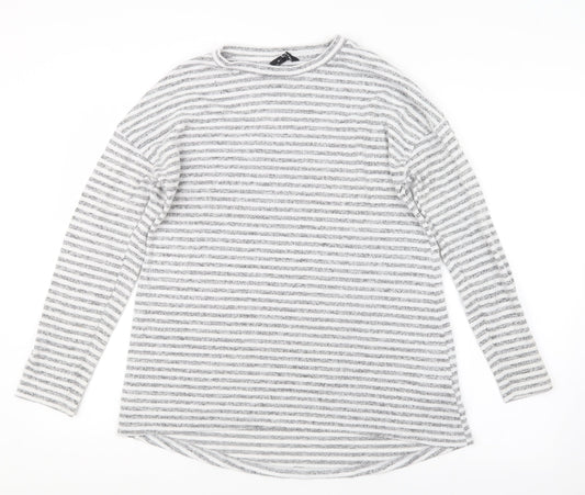 Peacocks Womens Grey Striped  Pullover Jumper Size 12