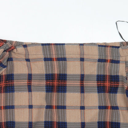 Sweewë Womens Beige Check Basic Blouse Size S