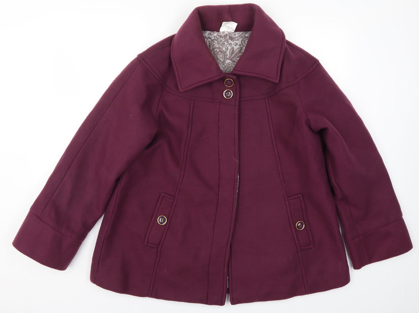 Anne De Lancay Womens Purple   Pea Coat Coat Size 14