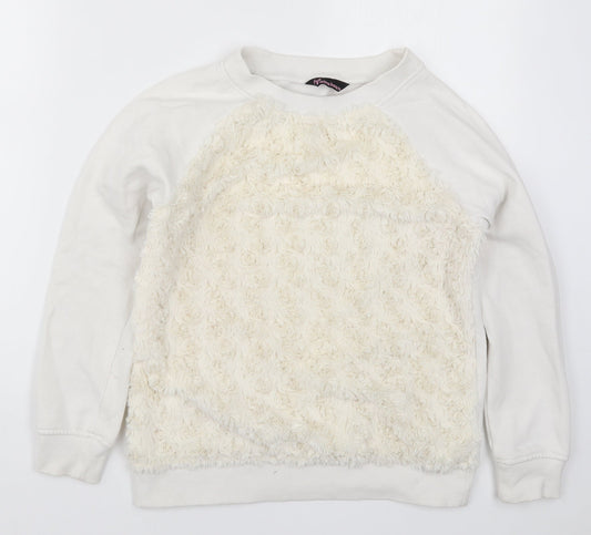 Feel Fabulous Womens White   Pullover Sweatshirt Size 6