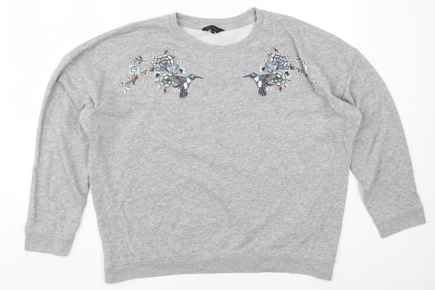 New Look Womens Grey   Pullover Sweatshirt Size 14  - Birds