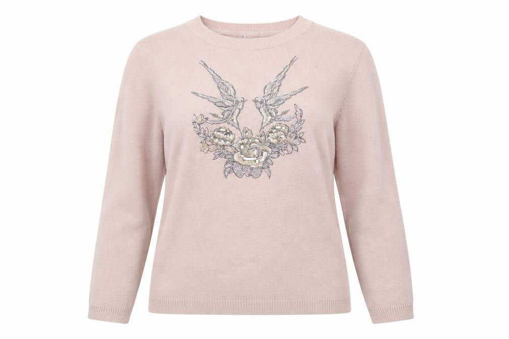 Marks & Spencer Womens Pink  Knit Pullover Jumper Size 14  - Birds
