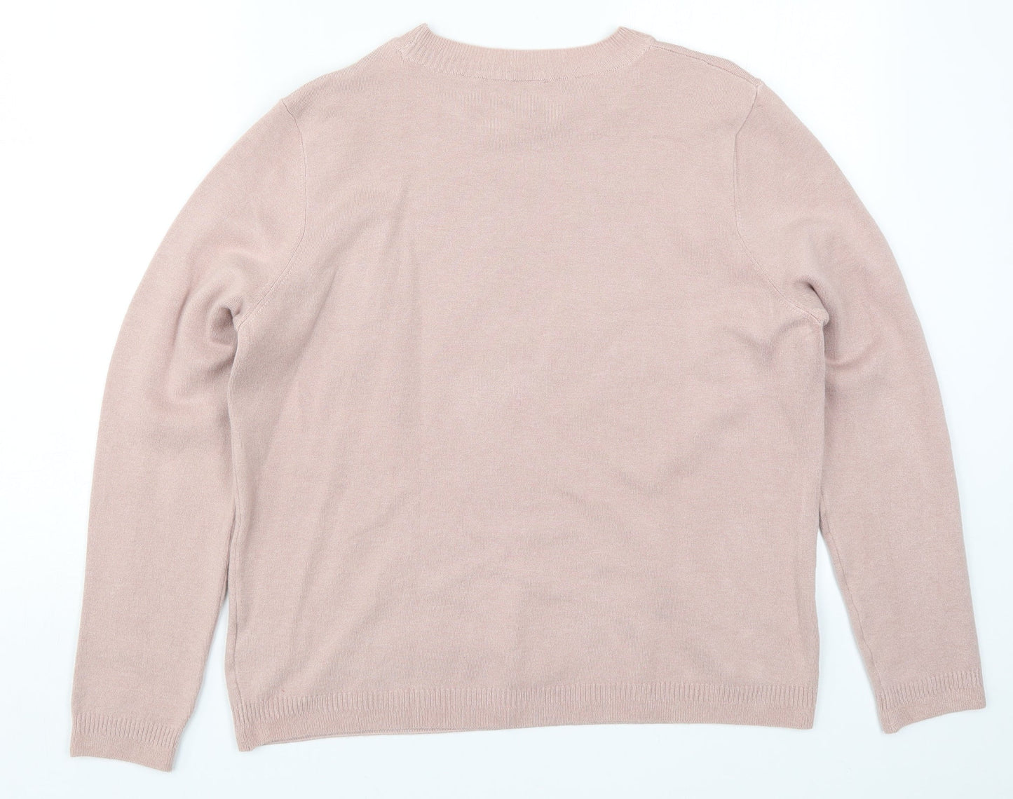Marks and Spencer Womens Pink  Knit Pullover Jumper Size 14  - Birds