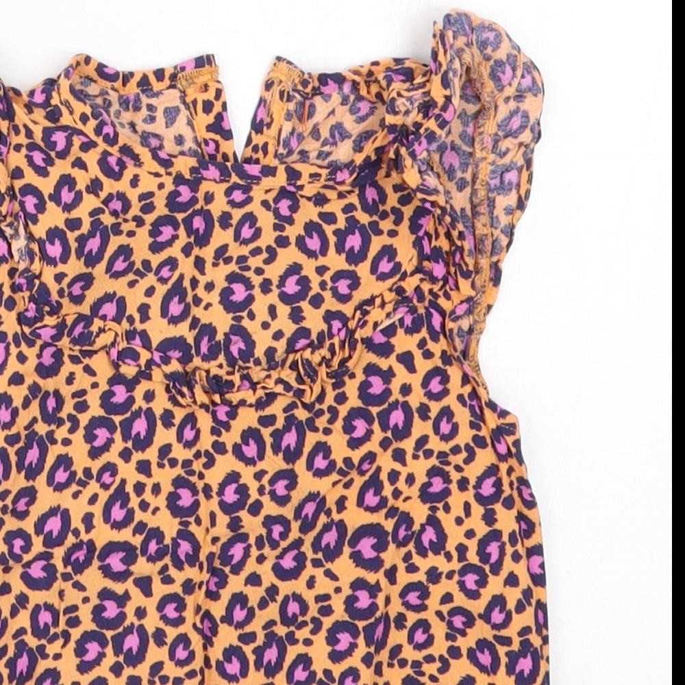 George Girls Orange Animal Print  Basic Tank Size 4-5 Years