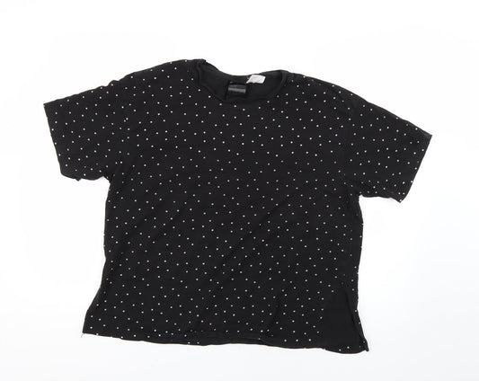 H&M Womens Black Polka Dot  Basic T-Shirt Size M