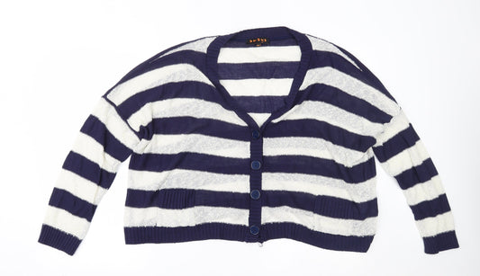 Amaya Womens Blue Striped  Cape Jumper Size L