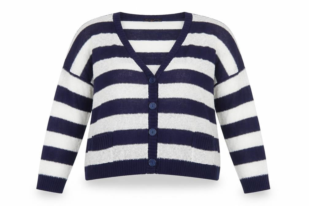 Amaya Womens Blue Striped  Cape Jumper Size L