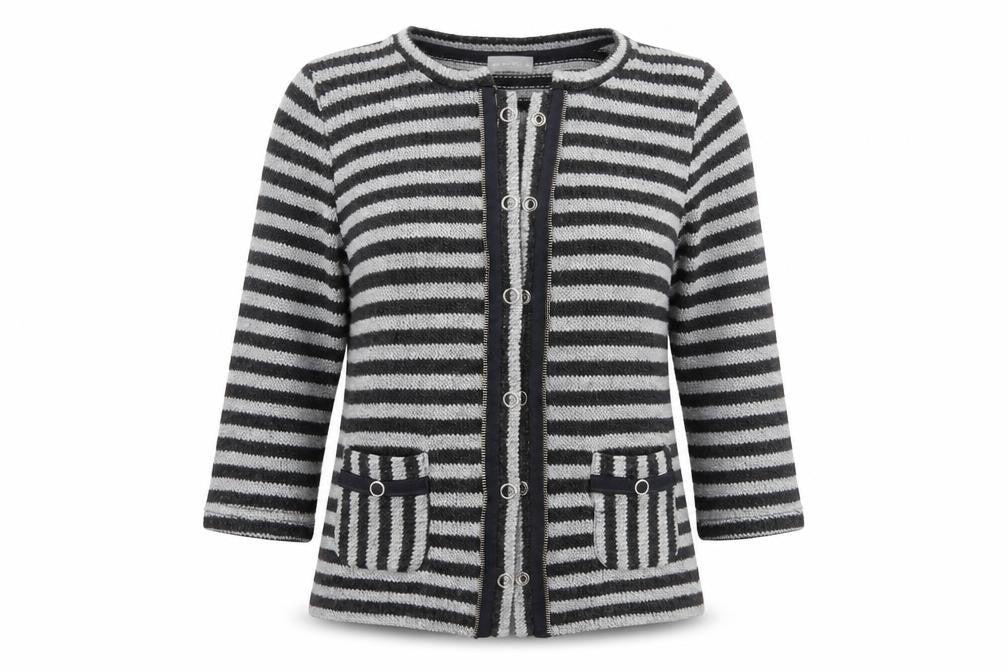 Per Una Womens Grey Striped  Cardigan Jumper Size M