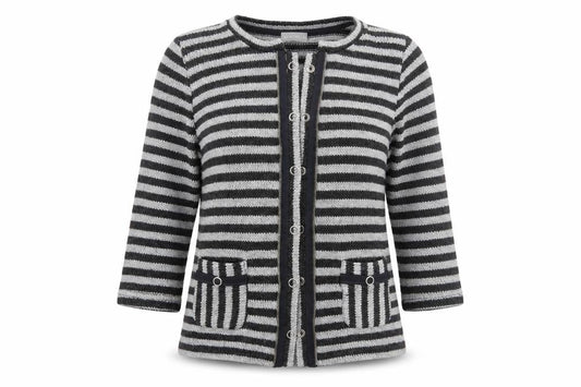 Per Una Womens Grey Striped  Cardigan Jumper Size M