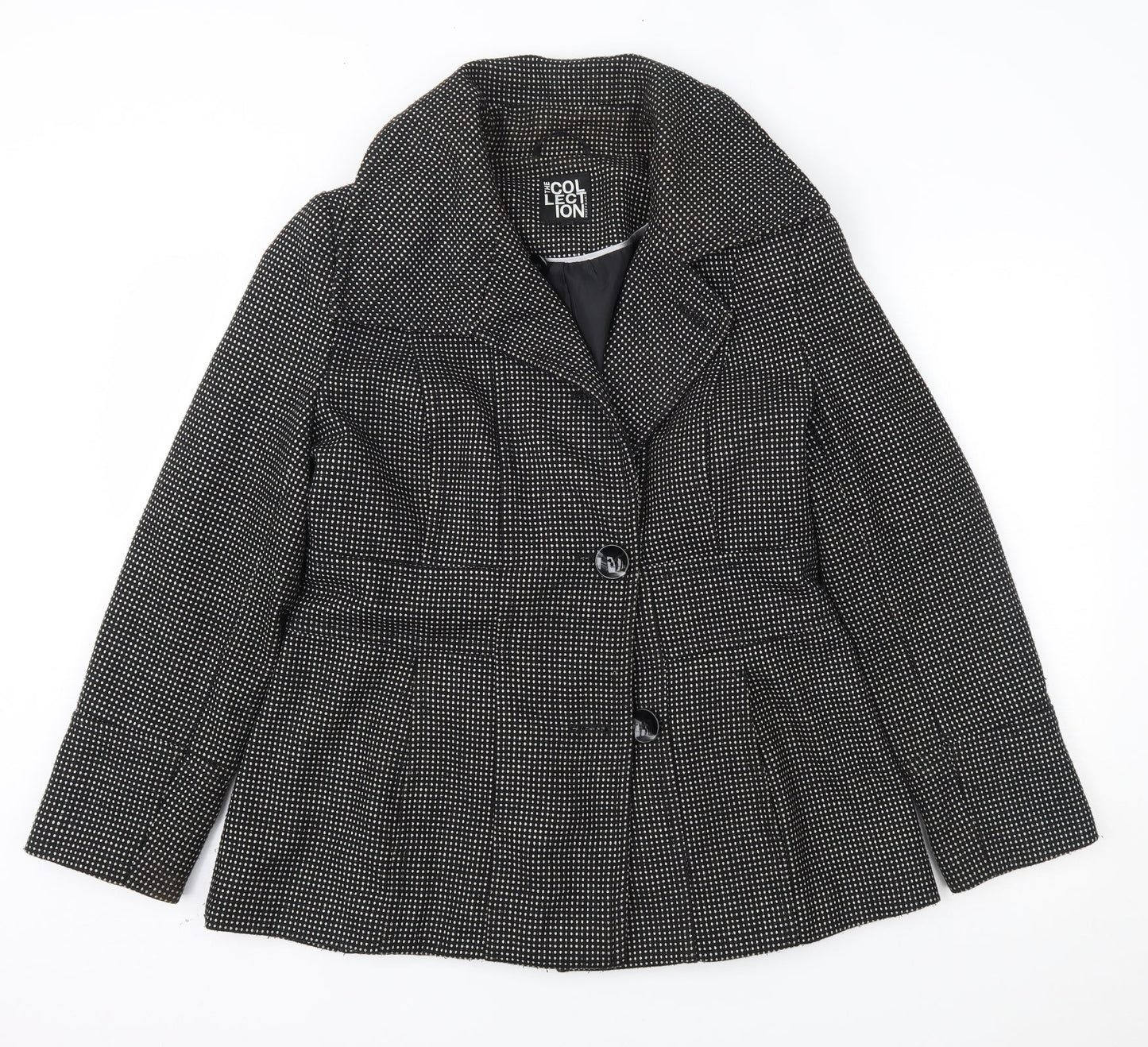 Debenhams Womens Black Polka Dot  Overcoat Coat Size 14