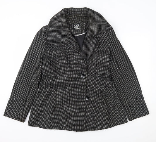 Debenhams Womens Black Polka Dot  Overcoat Coat Size 14