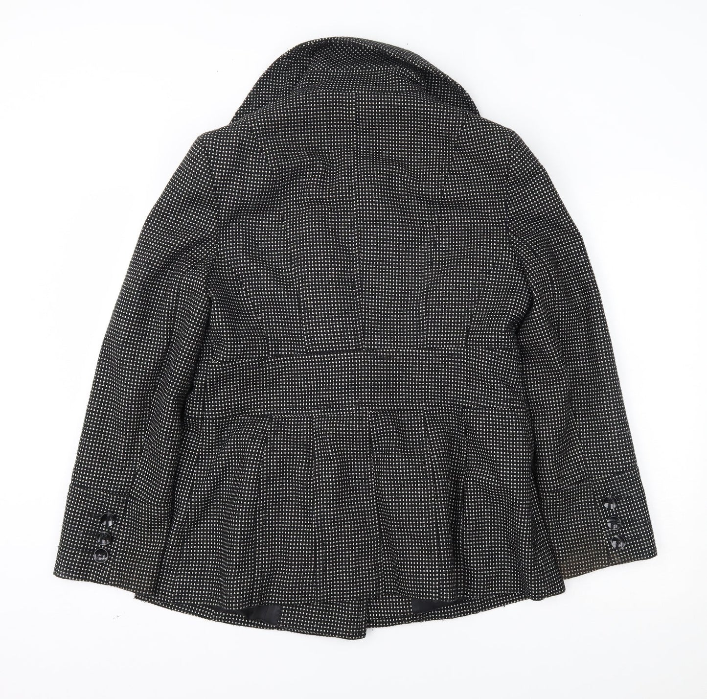 Debenhams Womens Black Polka Dot  Overcoat Coat Size 14