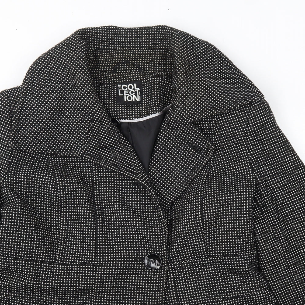 Debenhams Womens Black Polka Dot  Overcoat Coat Size 14