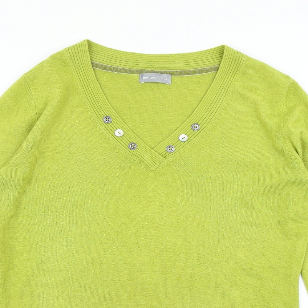 Per Una Womens Green  Knit Pullover Jumper Size 12