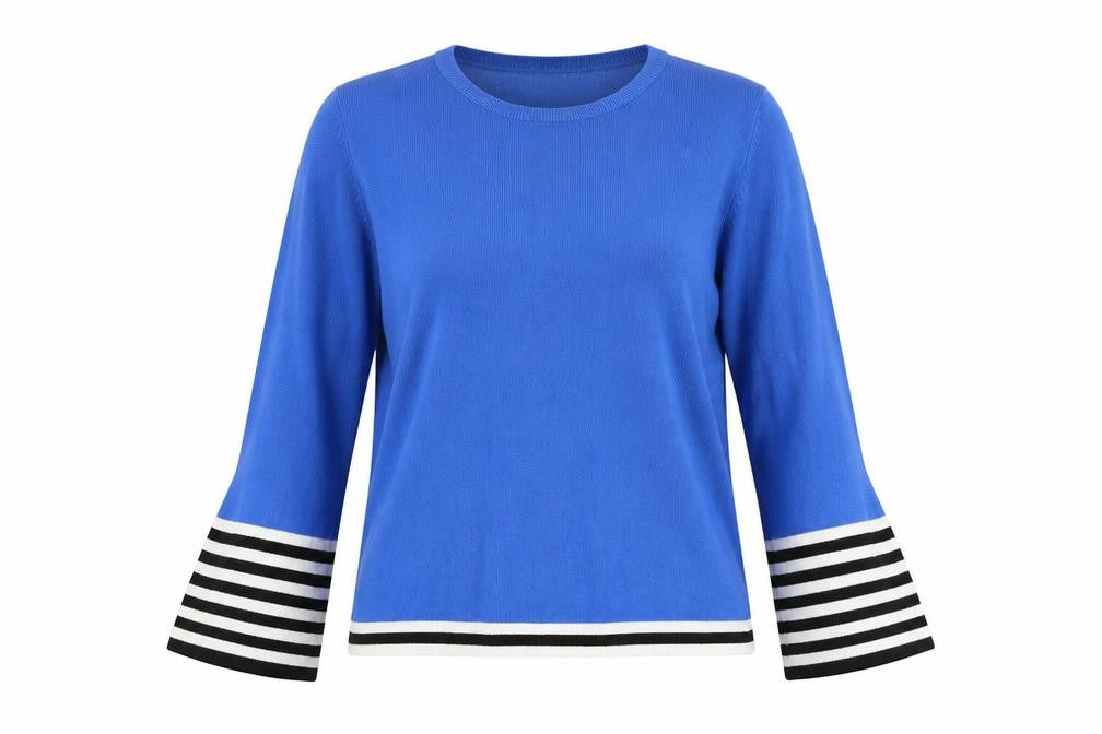 Red Herring Womens Blue Striped Knit Pullover Jumper Size 14  - Flare sleeve