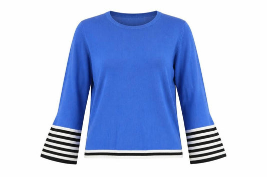 Red Herring Womens Blue Striped Knit Pullover Jumper Size 14  - Flare sleeve