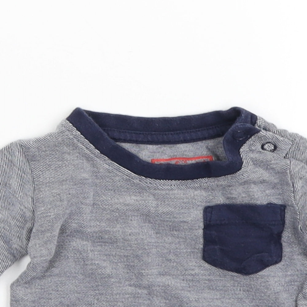 Earlydays Boys Blue Striped  Basic T-Shirt Size 0-3 Months