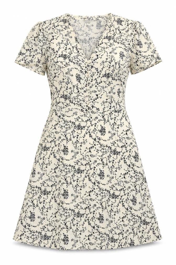 Missguided Womens Ivory Floral  Fit & Flare  Size 4
