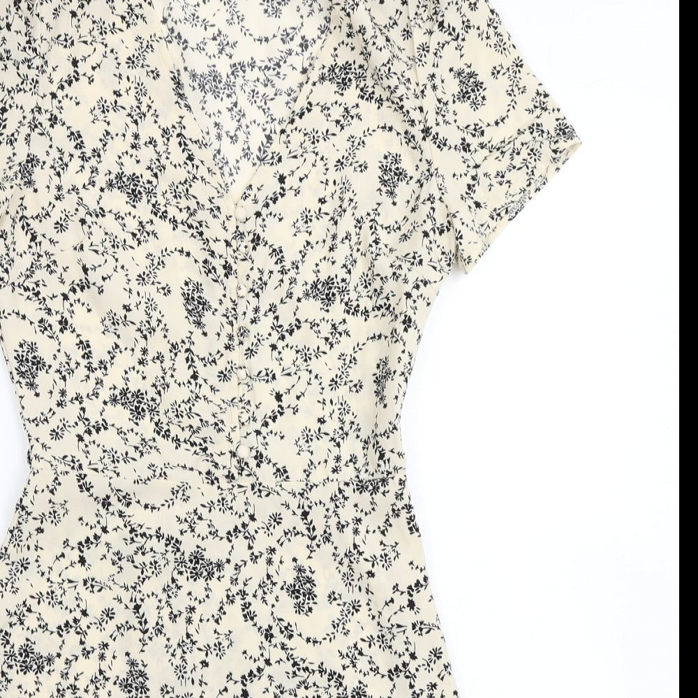 Missguided Womens Ivory Floral  Fit & Flare  Size 4