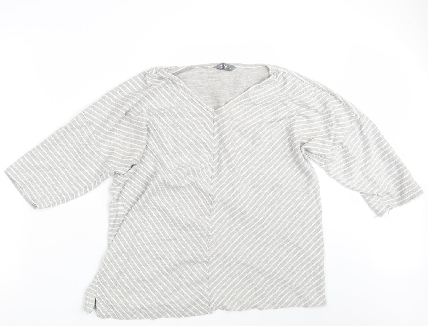 Nutmeg Womens Grey Striped  Pullover Sweatshirt Size 18