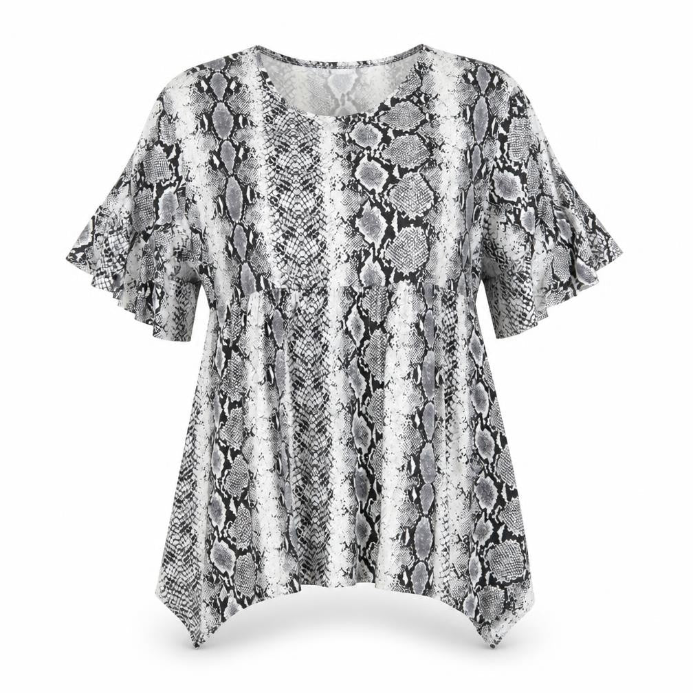 Boohoo Womens White Animal Print  Basic Blouse Size 12