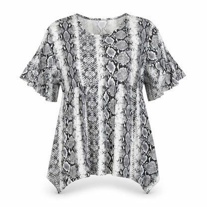 Boohoo Womens White Animal Print  Basic Blouse Size 12