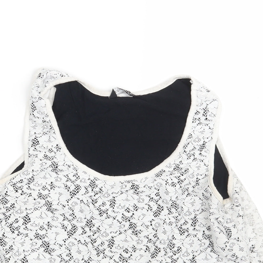 Select Womens White Fair Isle  Basic Tank Size 12