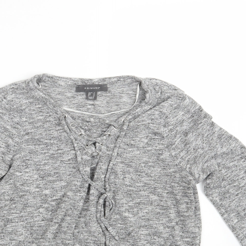 Primark Womens Grey  Knit Pullover Sweatshirt Size 14