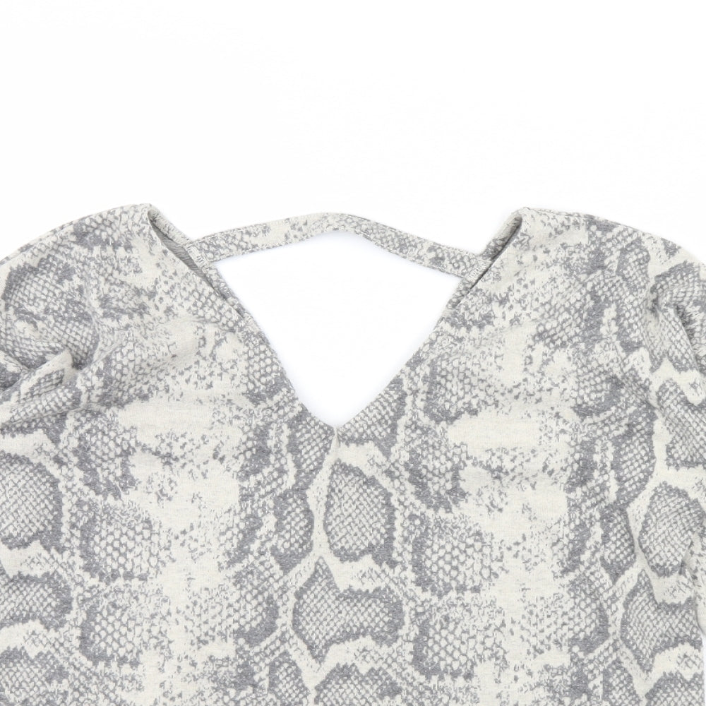 NEXT Womens Grey Striped  Pullover Jumper Size 10